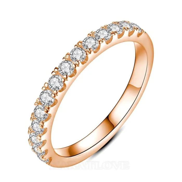 Anneau de mariage en argent sterling empilable avec diamant rond et blanc
