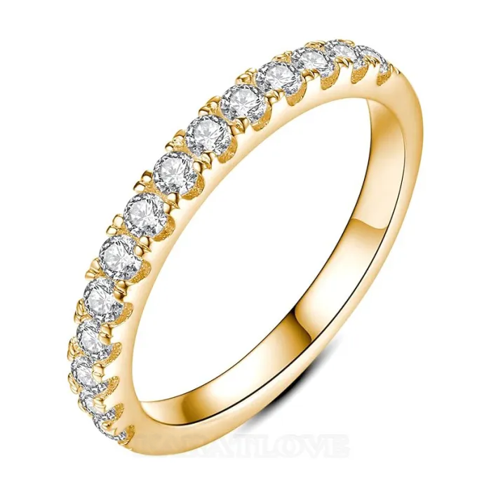 Anneau de mariage en argent sterling empilable avec diamant rond et blanc