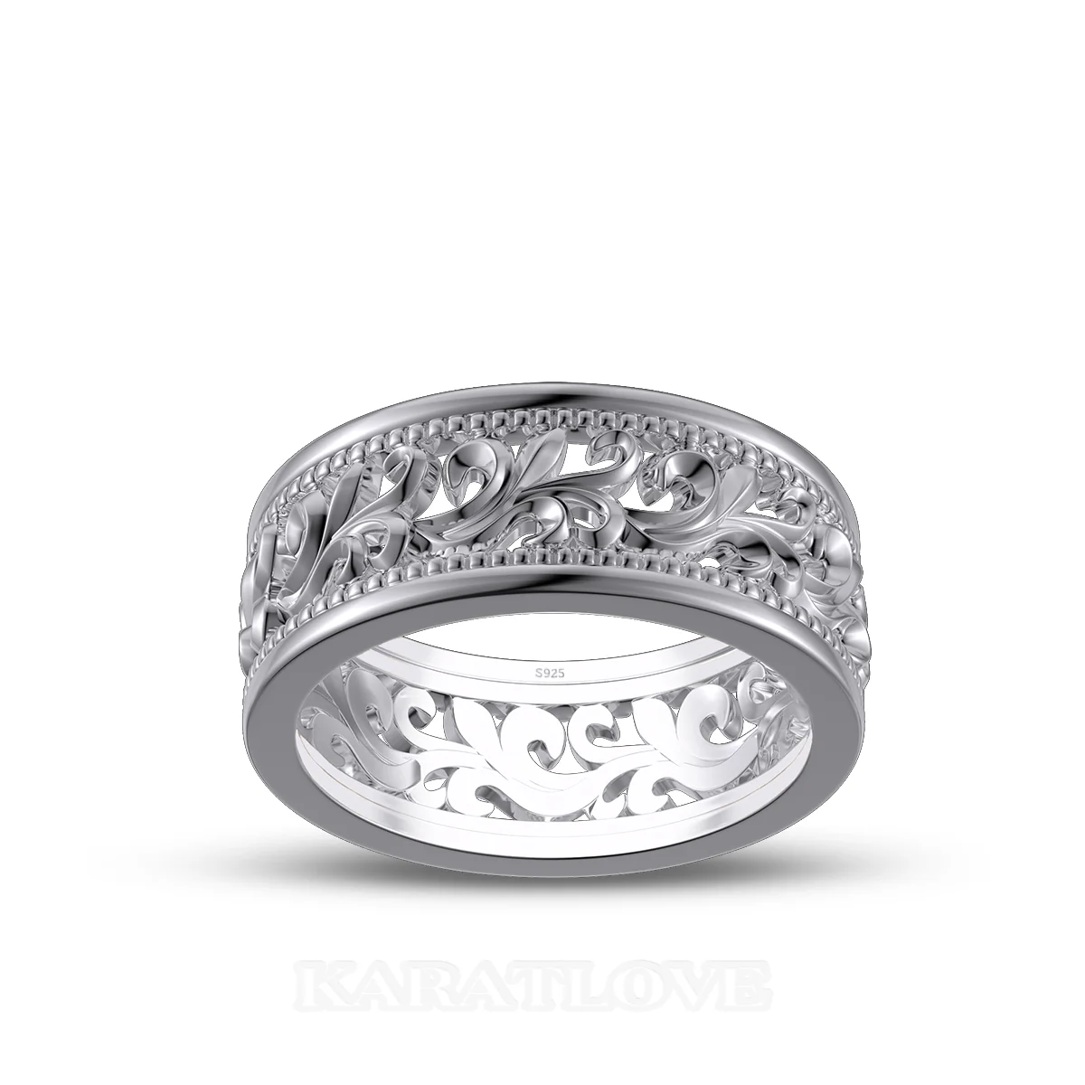 Alliance en argent sterling avec motifs ajourés