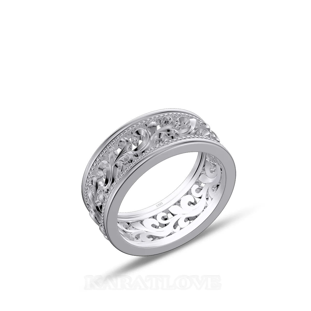 Alliance en argent sterling avec motifs ajourés