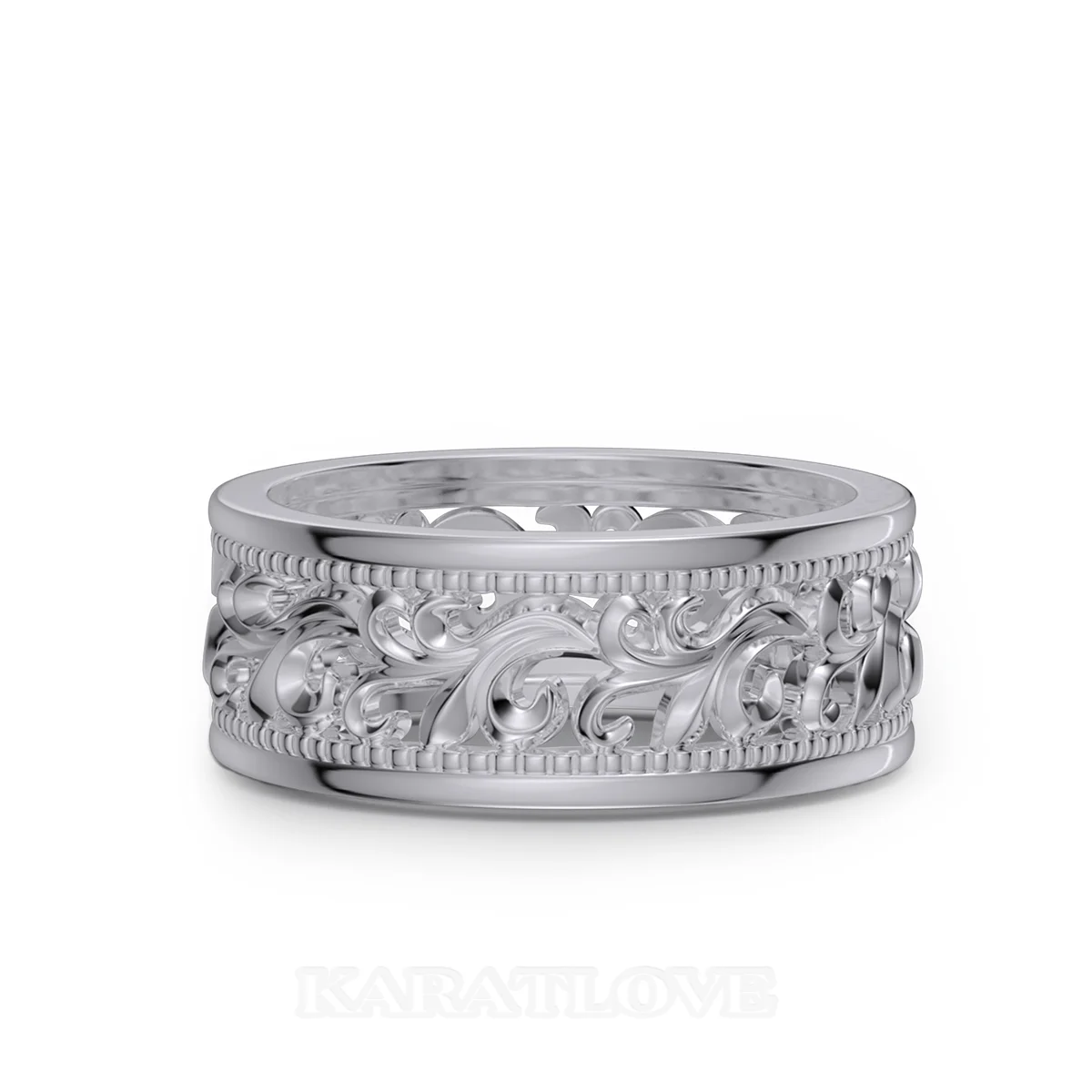 Alliance en argent sterling avec motifs ajourés