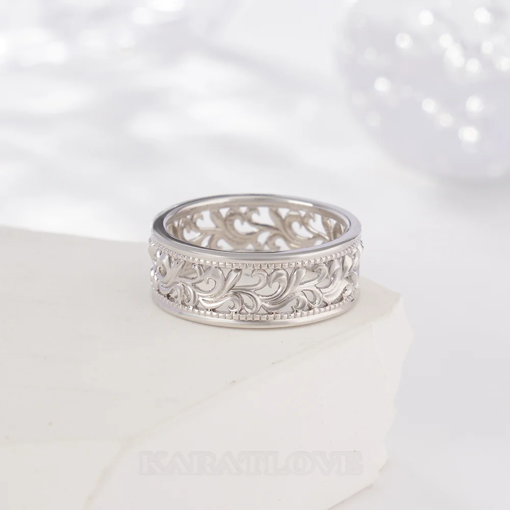 Alliance en argent sterling avec motifs ajourés