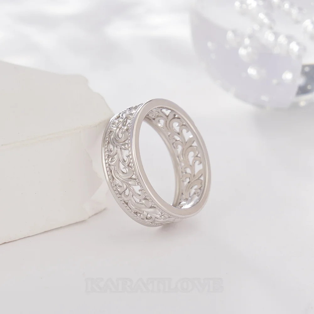 Alliance en argent sterling avec motifs ajourés