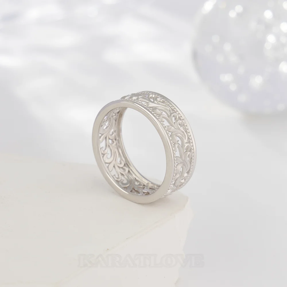 Alliance en argent sterling avec motifs ajourés