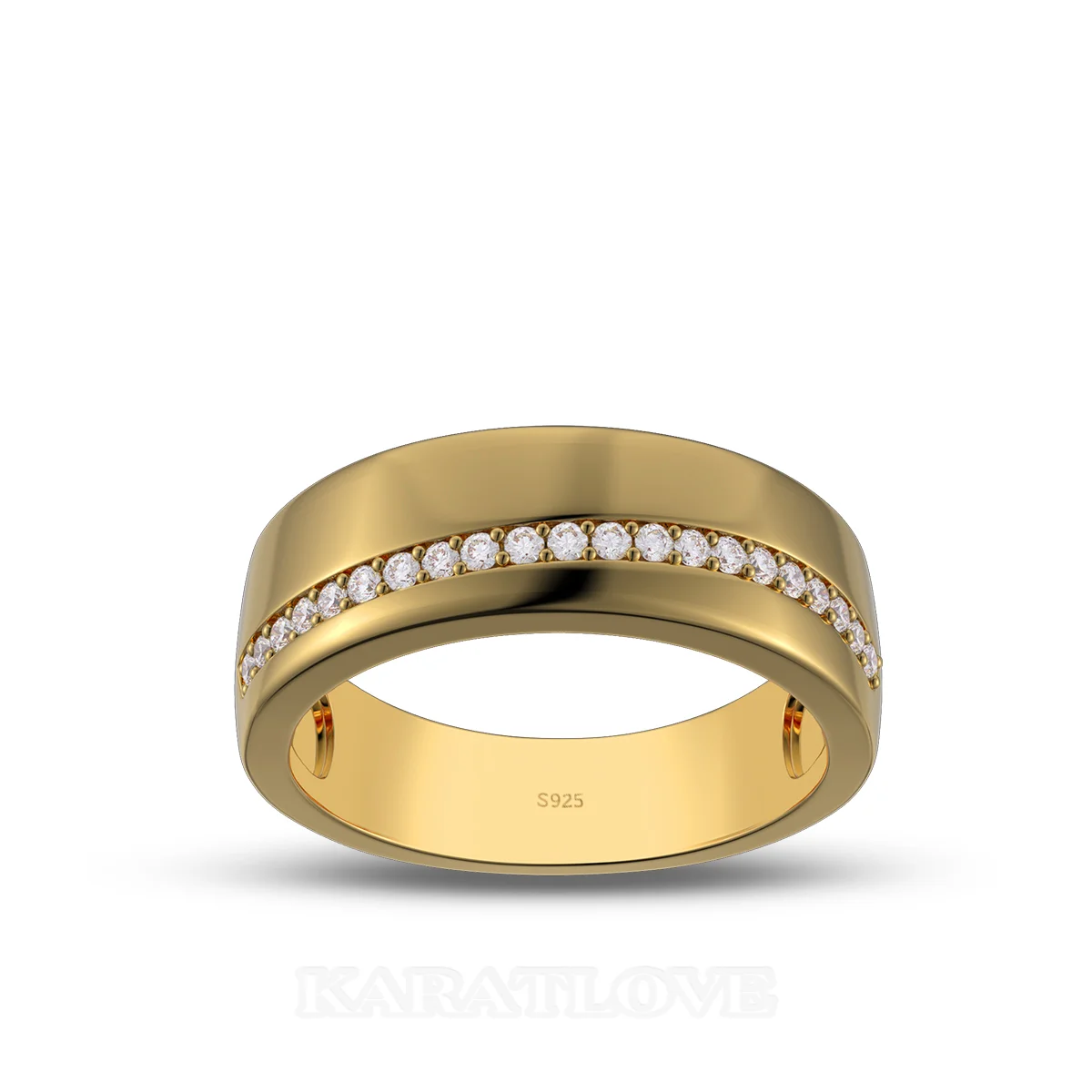 Alliance en argent sterling en or jaune avec diamant taille ronde