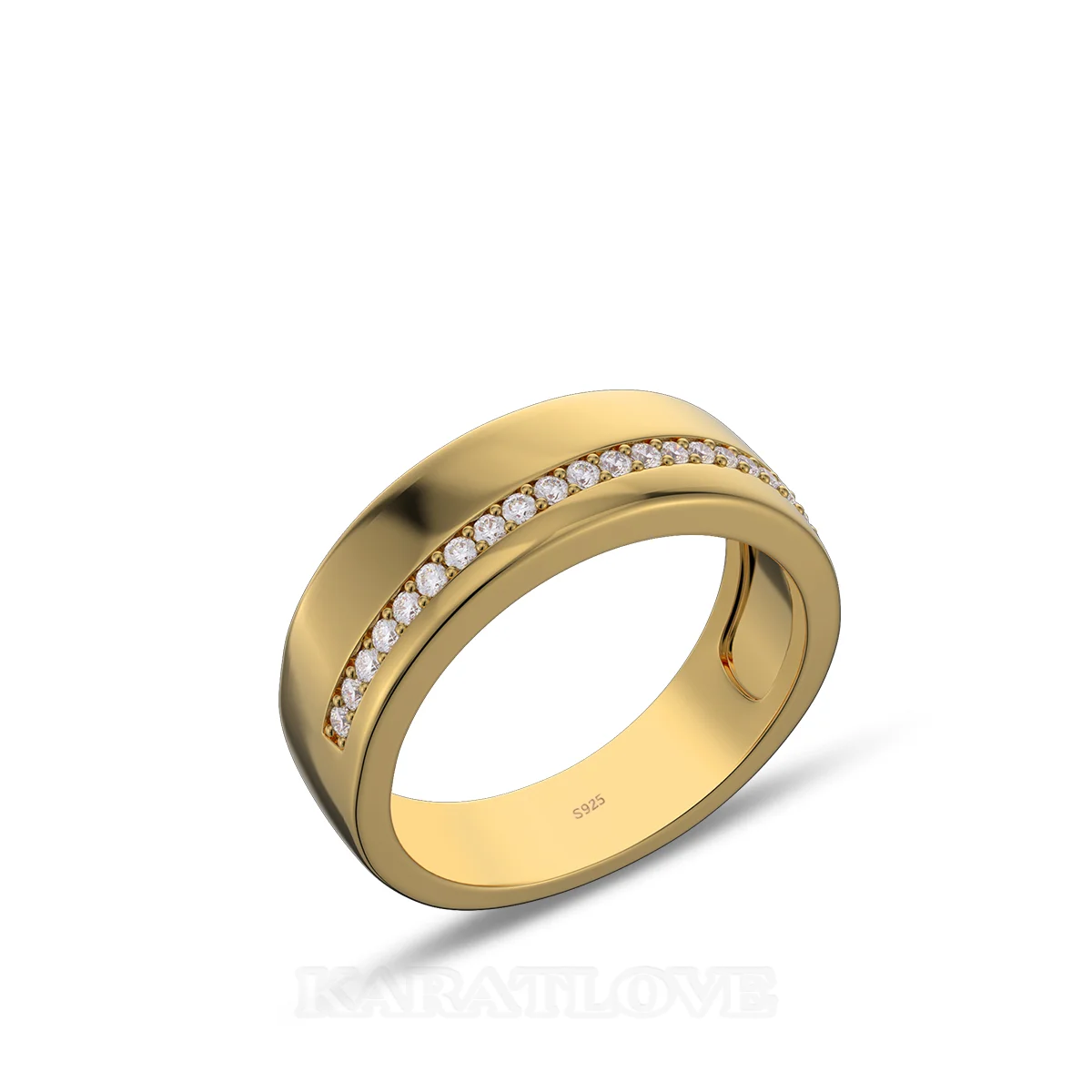 Alliance en argent sterling en or jaune avec diamant taille ronde