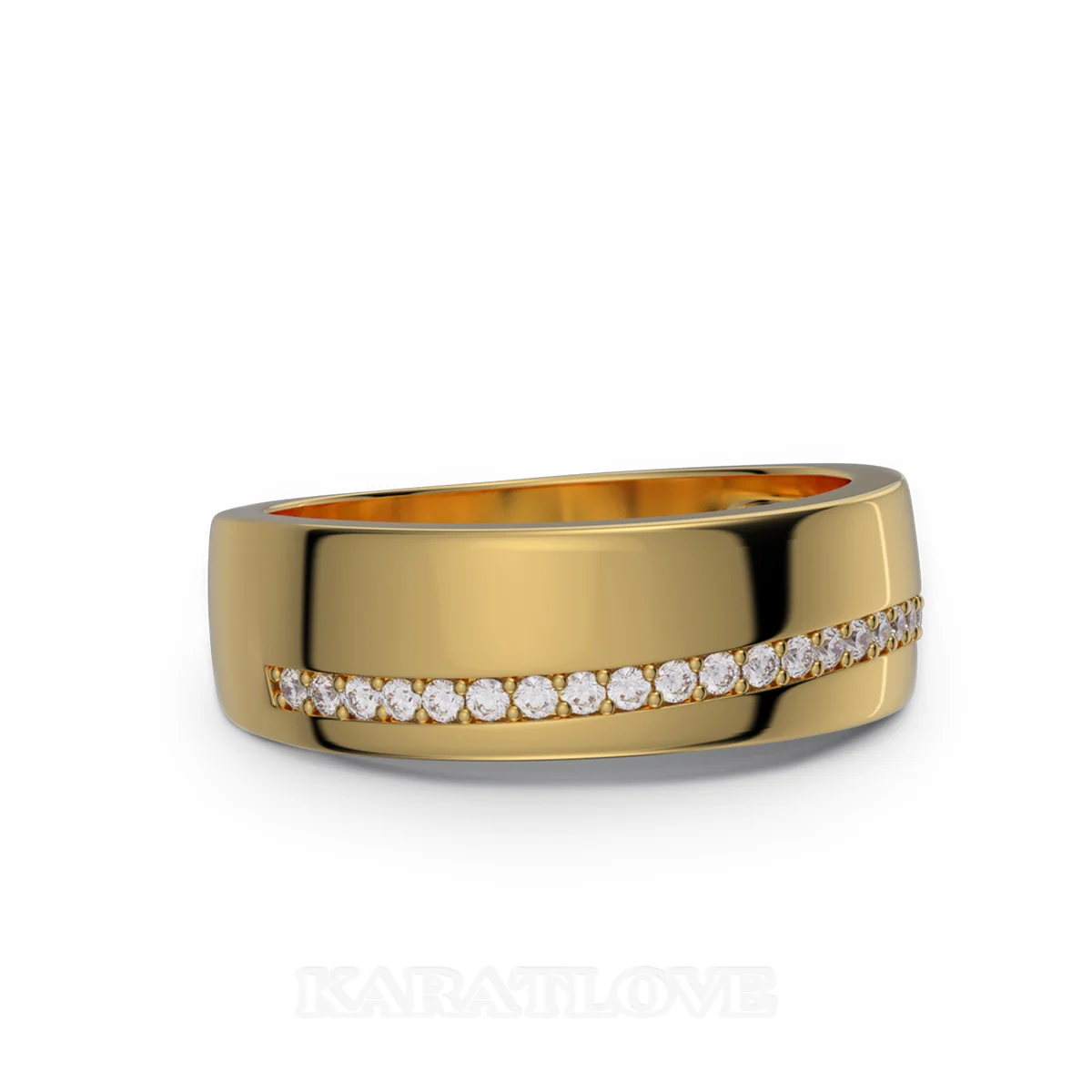 Alliance en argent sterling en or jaune avec diamant taille ronde