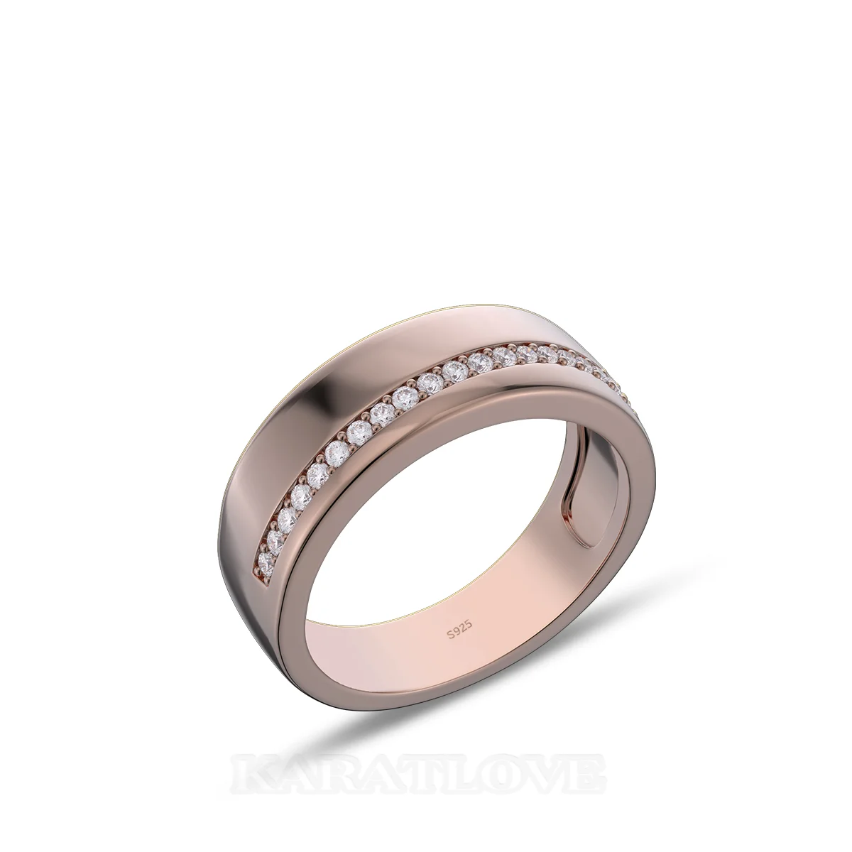 Alliance en argent sterling en or rose avec diamant taille ronde