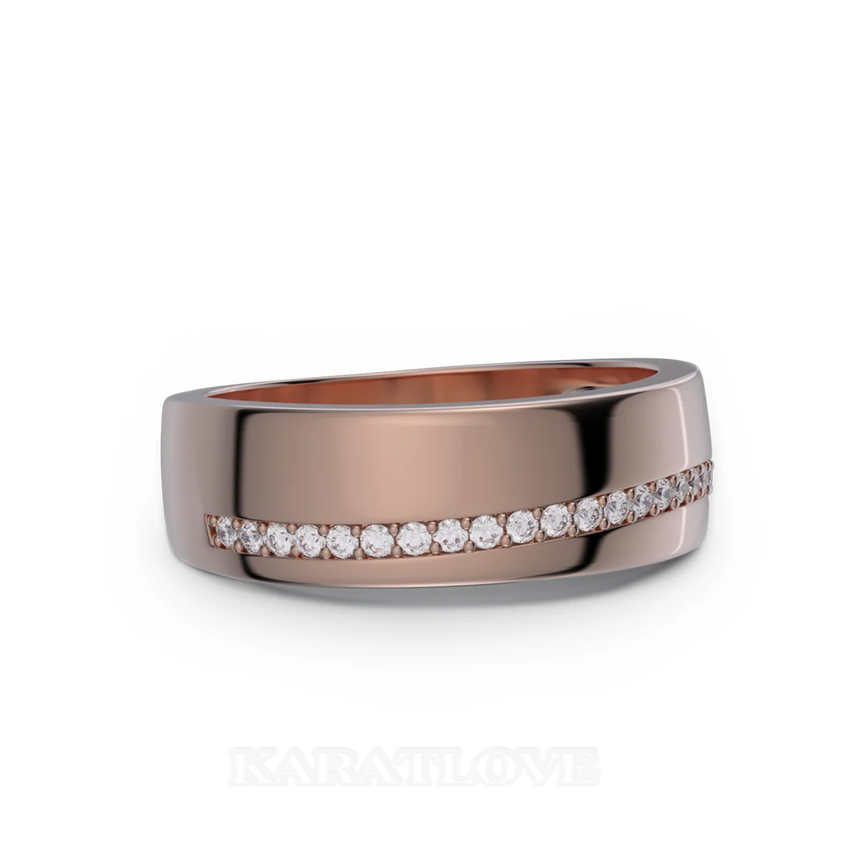 Alliance en argent sterling en or rose avec diamant taille ronde