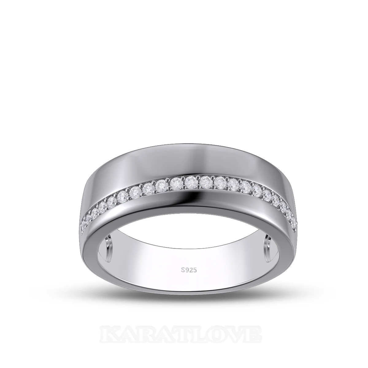 Alliance en argent sterling blanc avec diamant taille ronde