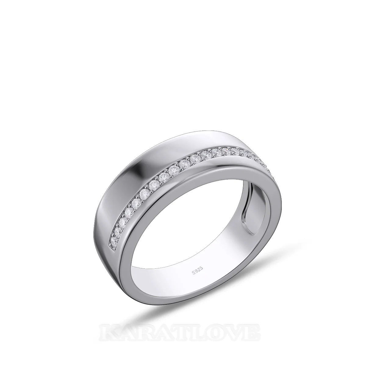 Alliance en argent sterling blanc avec diamant taille ronde
