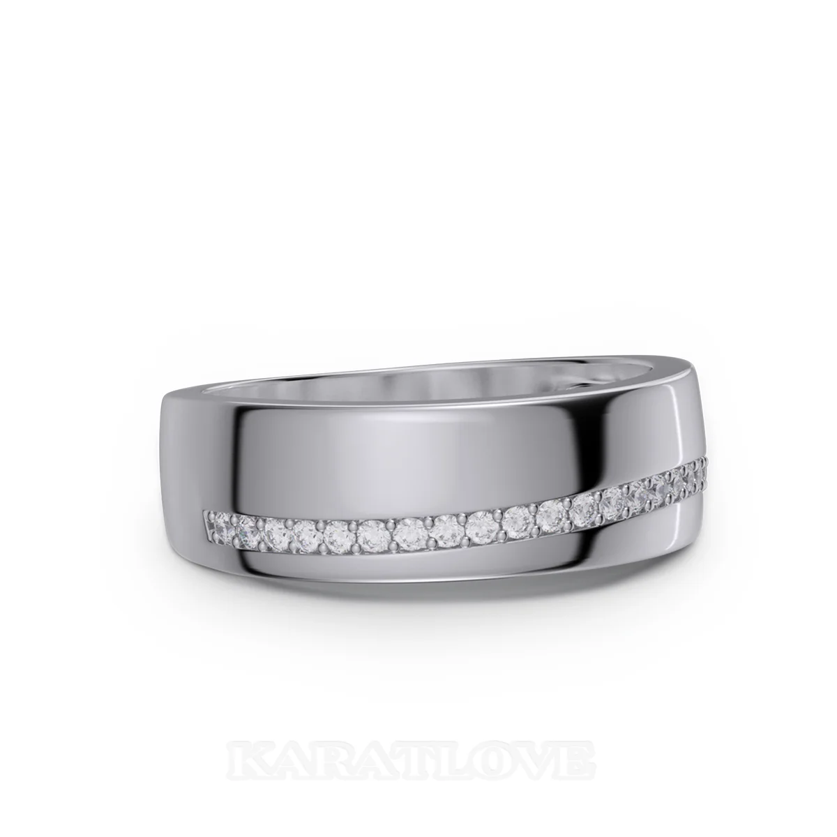 Alliance en argent sterling blanc avec diamant taille ronde