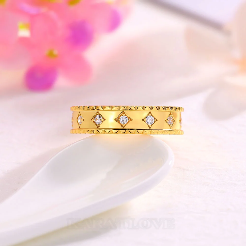 Bague de mariage en argent sterling blanc et or jaune avec diamant taille ronde