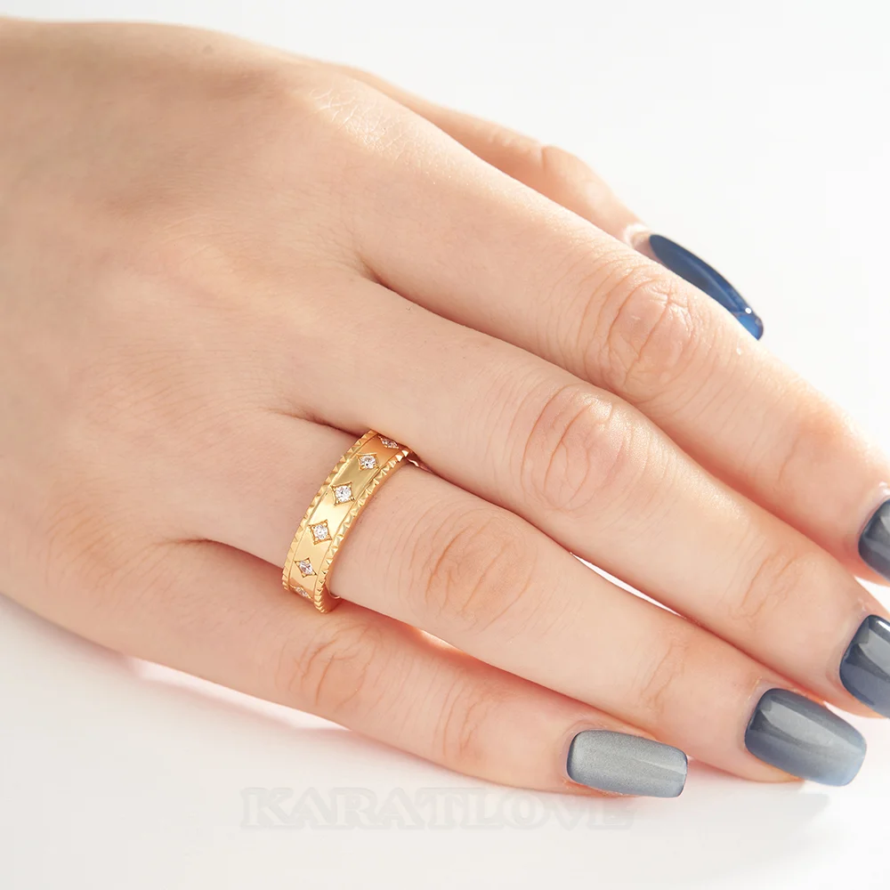 Bague de mariage en argent sterling blanc et or jaune avec diamant taille ronde