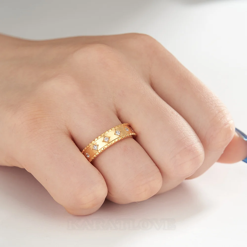 Bague de mariage en argent sterling blanc et or jaune avec diamant taille ronde