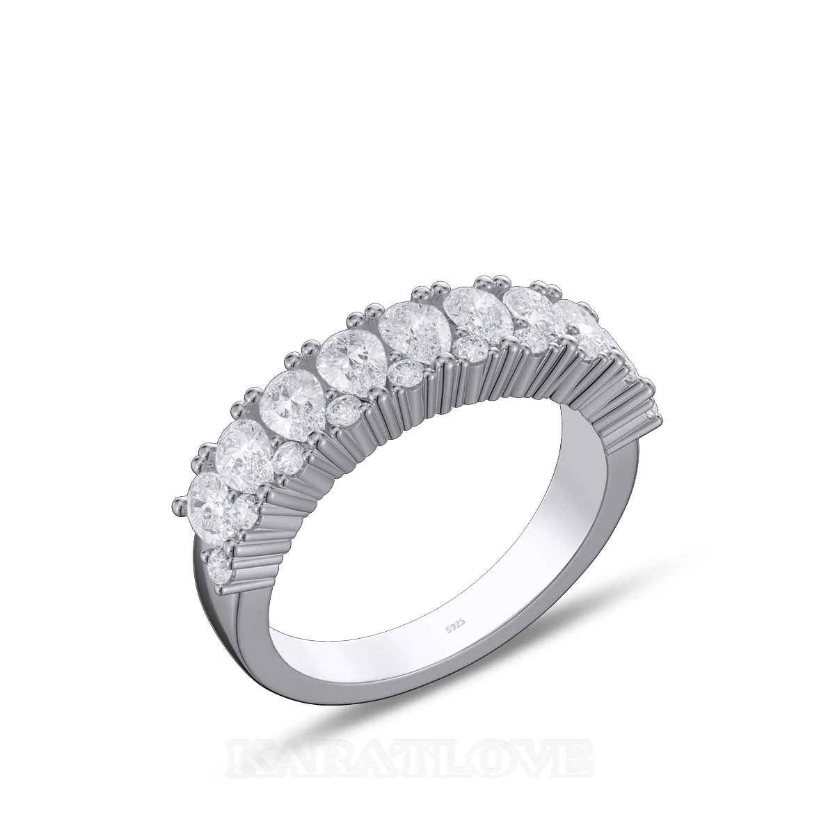 Alliance en argent sterling blanc avec diamant taille poire