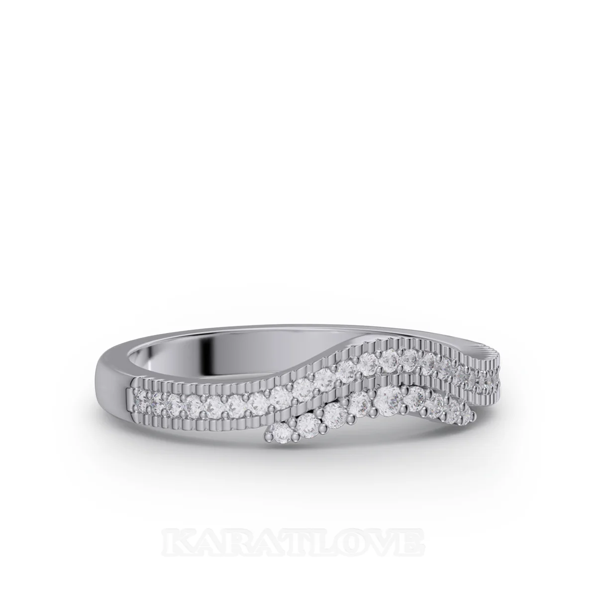 Bague de mariage en argent sterling blanc avec diamant taille ronde