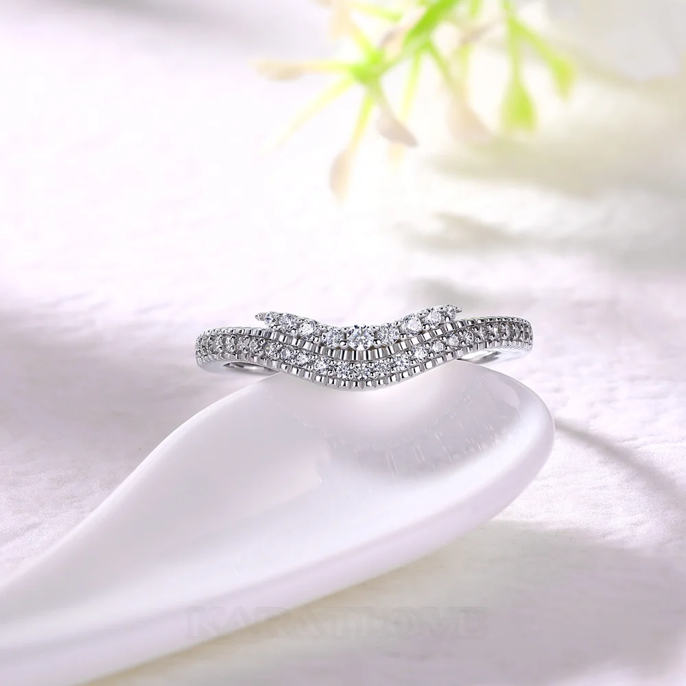 Bague de mariage en argent sterling blanc avec diamant taille ronde