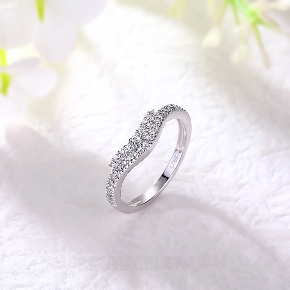 Bague de mariage en argent sterling blanc avec diamant taille ronde