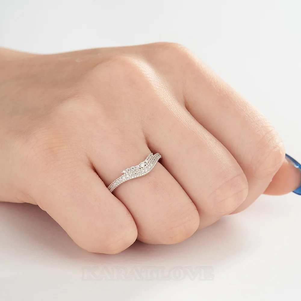 Bague de mariage en argent sterling blanc avec diamant taille ronde