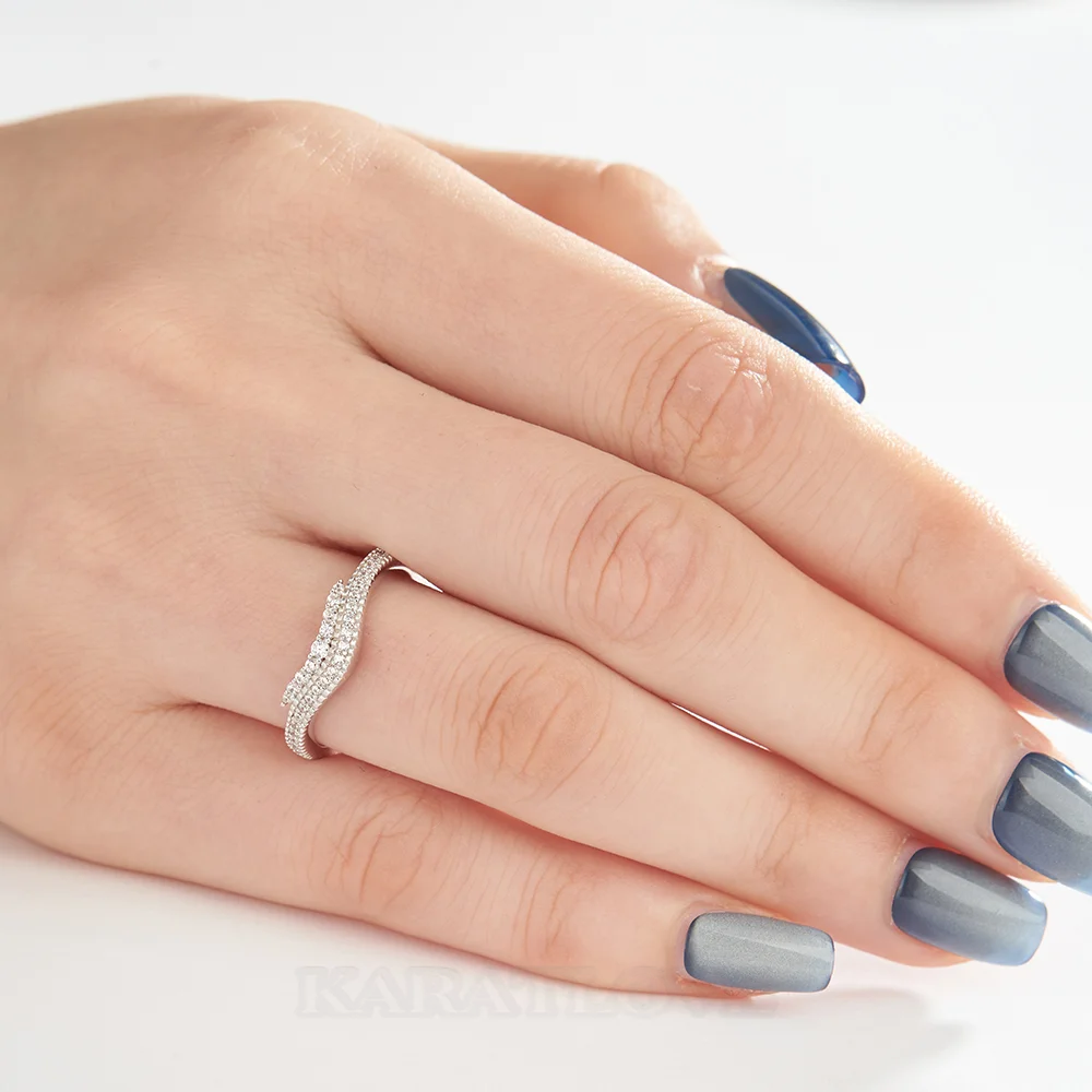 Bague de mariage en argent sterling blanc avec diamant taille ronde