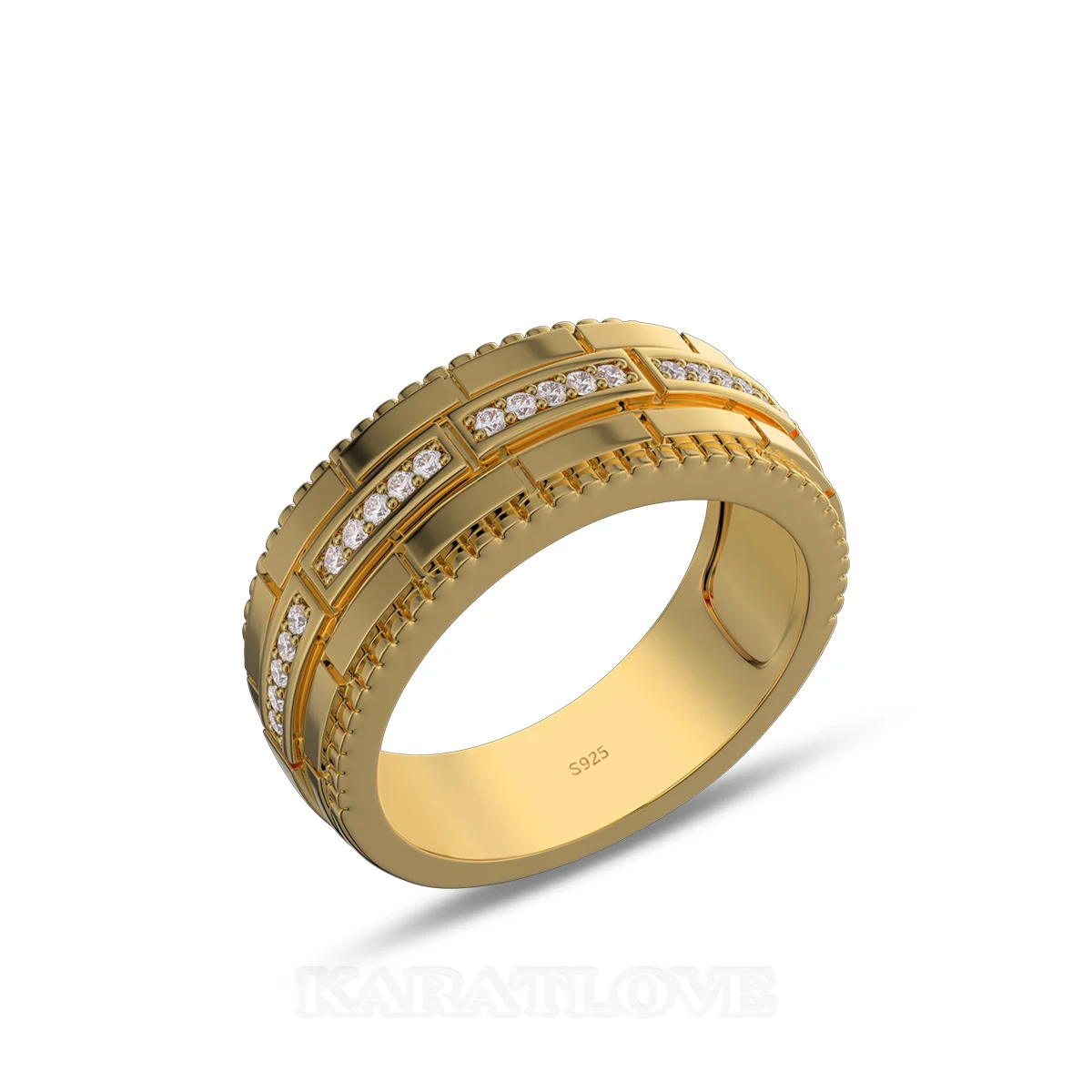 Bague de mariage en argent sterling blanc et or jaune avec diamant taille ronde
