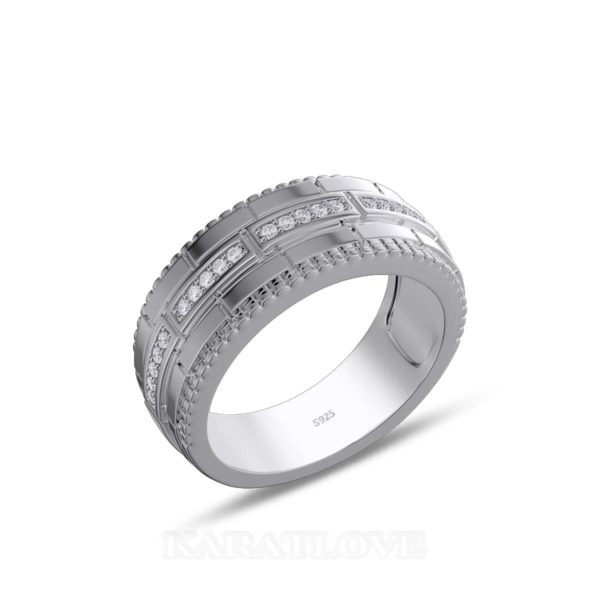 Bague de mariage en argent sterling blanc avec diamant taille ronde