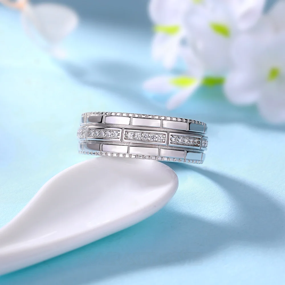 Bague de mariage en argent sterling blanc avec diamant taille ronde