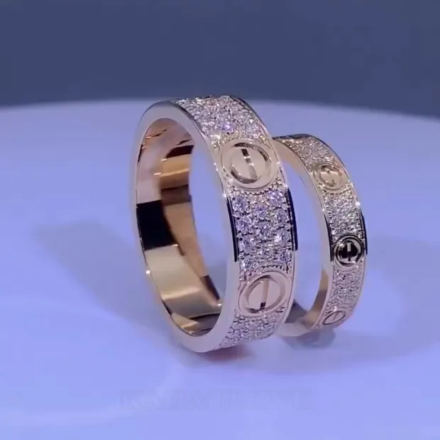 Bague de couple en or rose blanc et diamant rond en argent 925