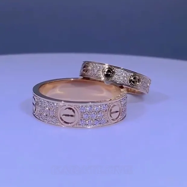 Bague de couple en or rose blanc et diamant rond en argent 925