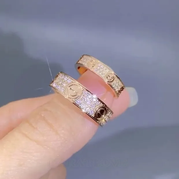 Bague de couple en or rose blanc et diamant rond en argent 925