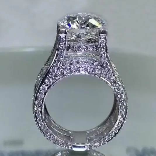 Bague de fiançailles art déco en argent sterling avec diamant blanc et taille ronde