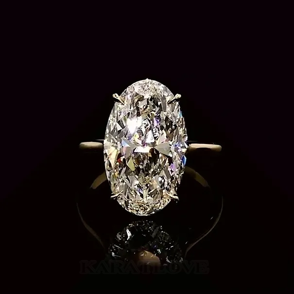 Bague de fiançailles en or jaune blanc et diamant ovale en argent sterling
