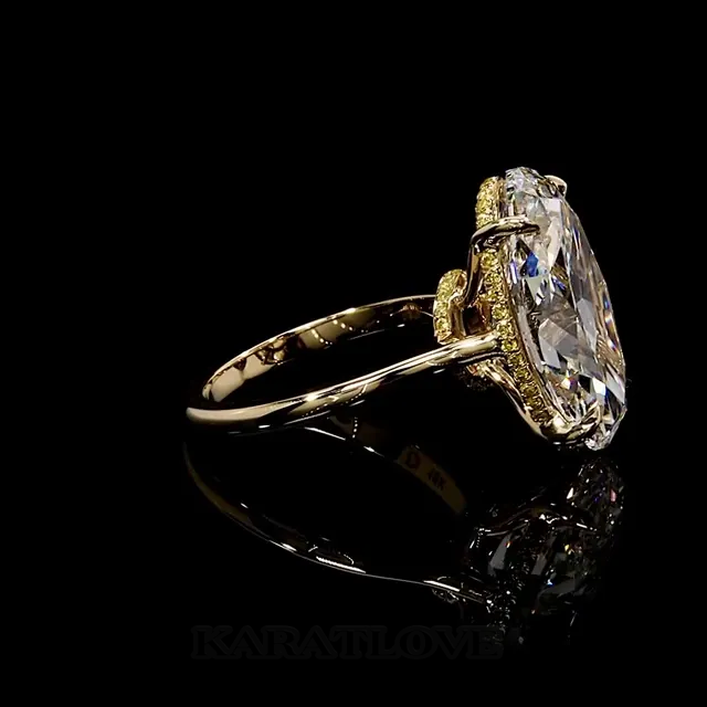 Bague de fiançailles en or jaune blanc et diamant ovale en argent sterling
