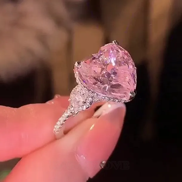 Bague de fiançailles 3 pierres rose fantaisie en argent 925