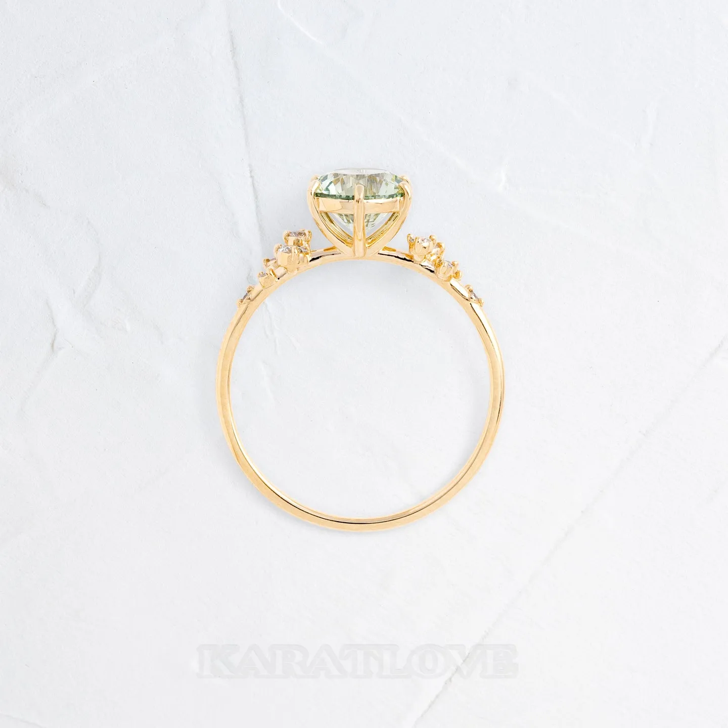 Bague de fiançailles classique en argent sterling et or jaune 925 avec péridot de taille ronde et de couleur verte