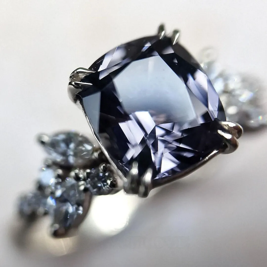 Bague de fiançailles art déco en argent sterling avec améthyste taille coussin