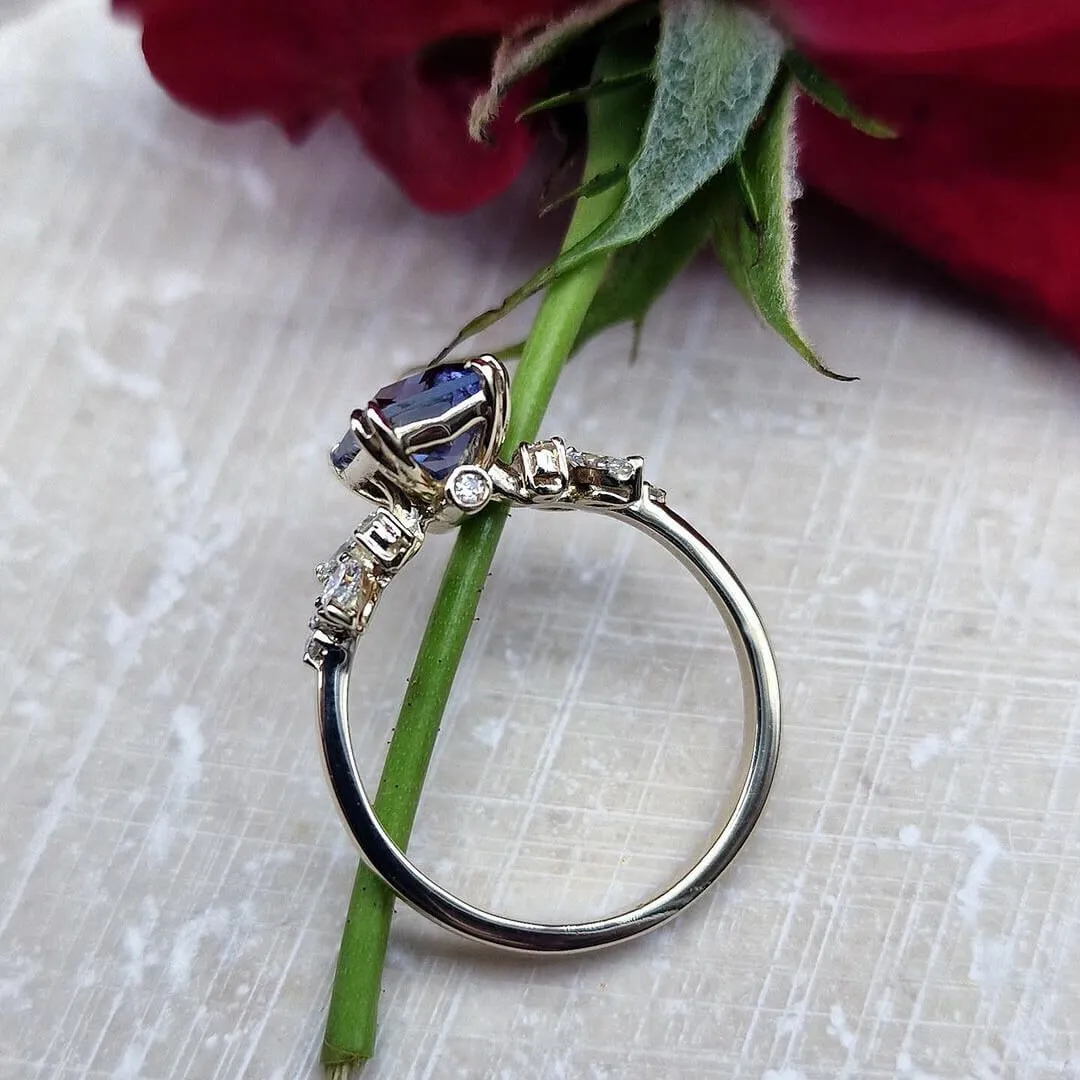 Bague de fiançailles art déco en argent sterling avec aigue-marine à taille radieuse