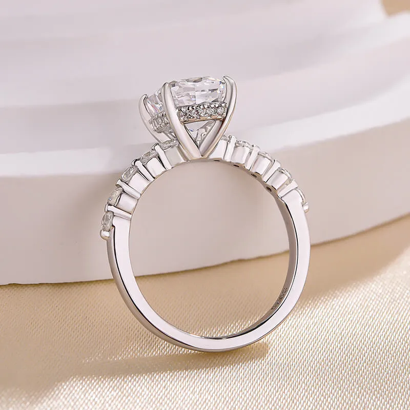 Bague de fiançailles en argent sterling sertie d'un diamant taillé en forme de coussin
