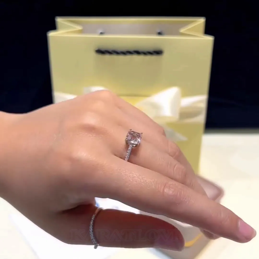 Bague de fiançailles classique en argent sterling blanc avec diamant de taille asscher