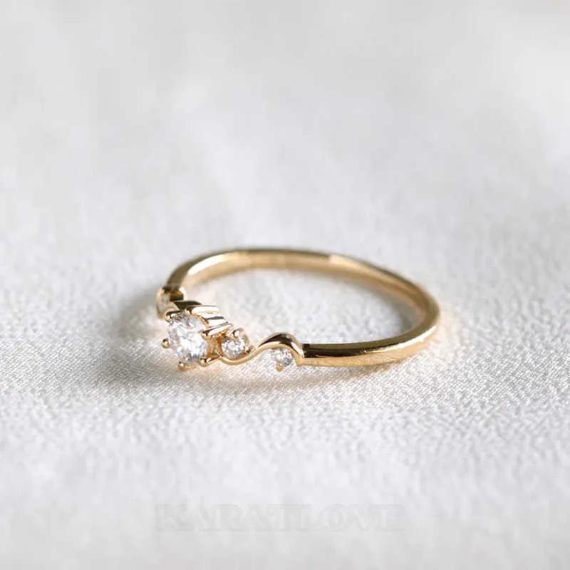 Bague de fiançailles en argent sterling et or jaune avec diamant de taille ronde