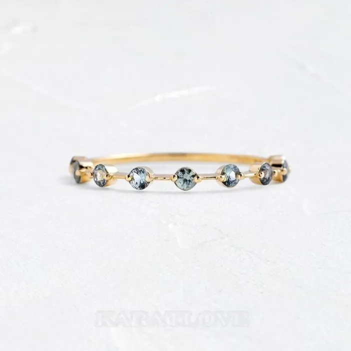 Bague de fiançailles en argent sterling avec aigue-marine bleue à taille ronde