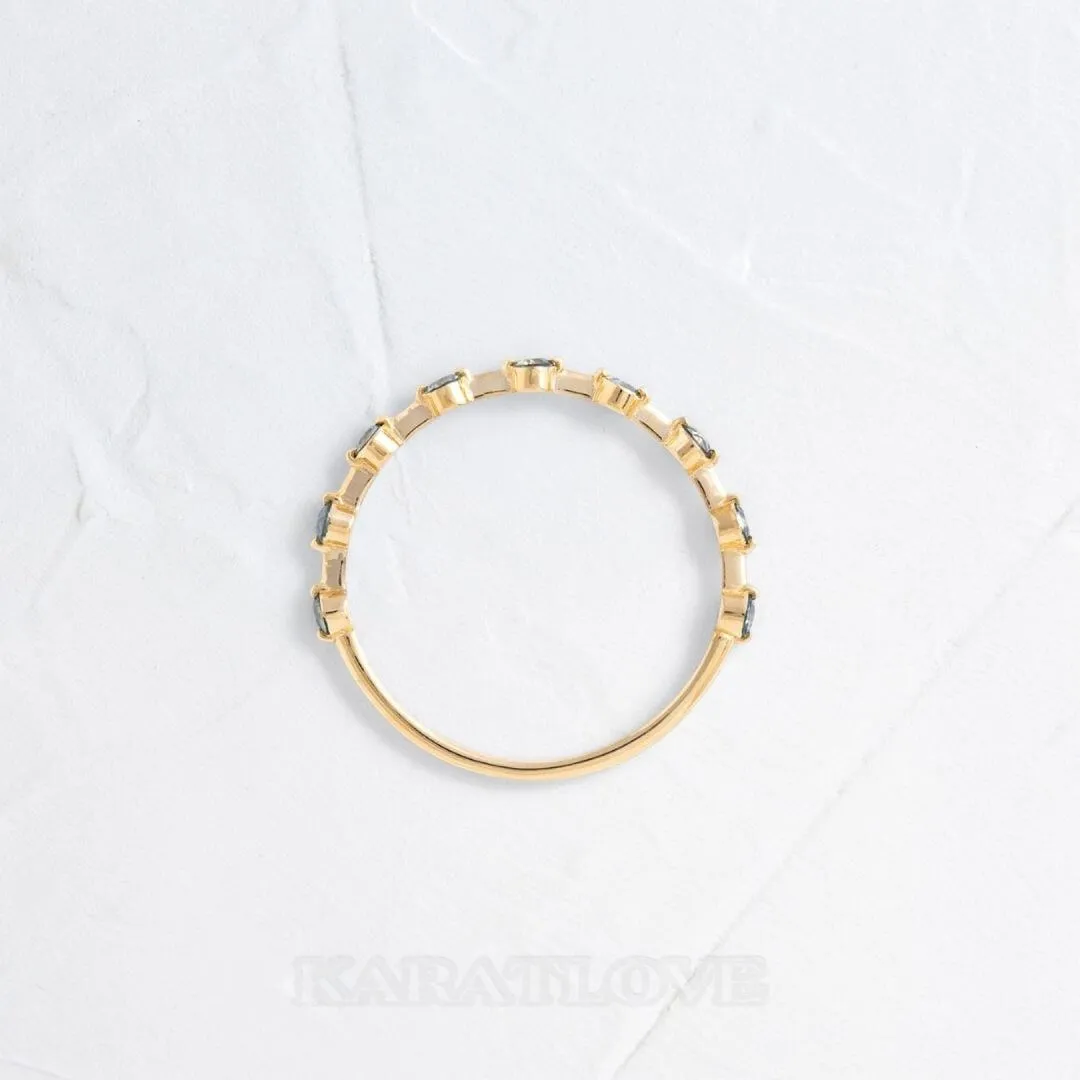 Bague de fiançailles en argent sterling avec aigue-marine bleue à taille ronde