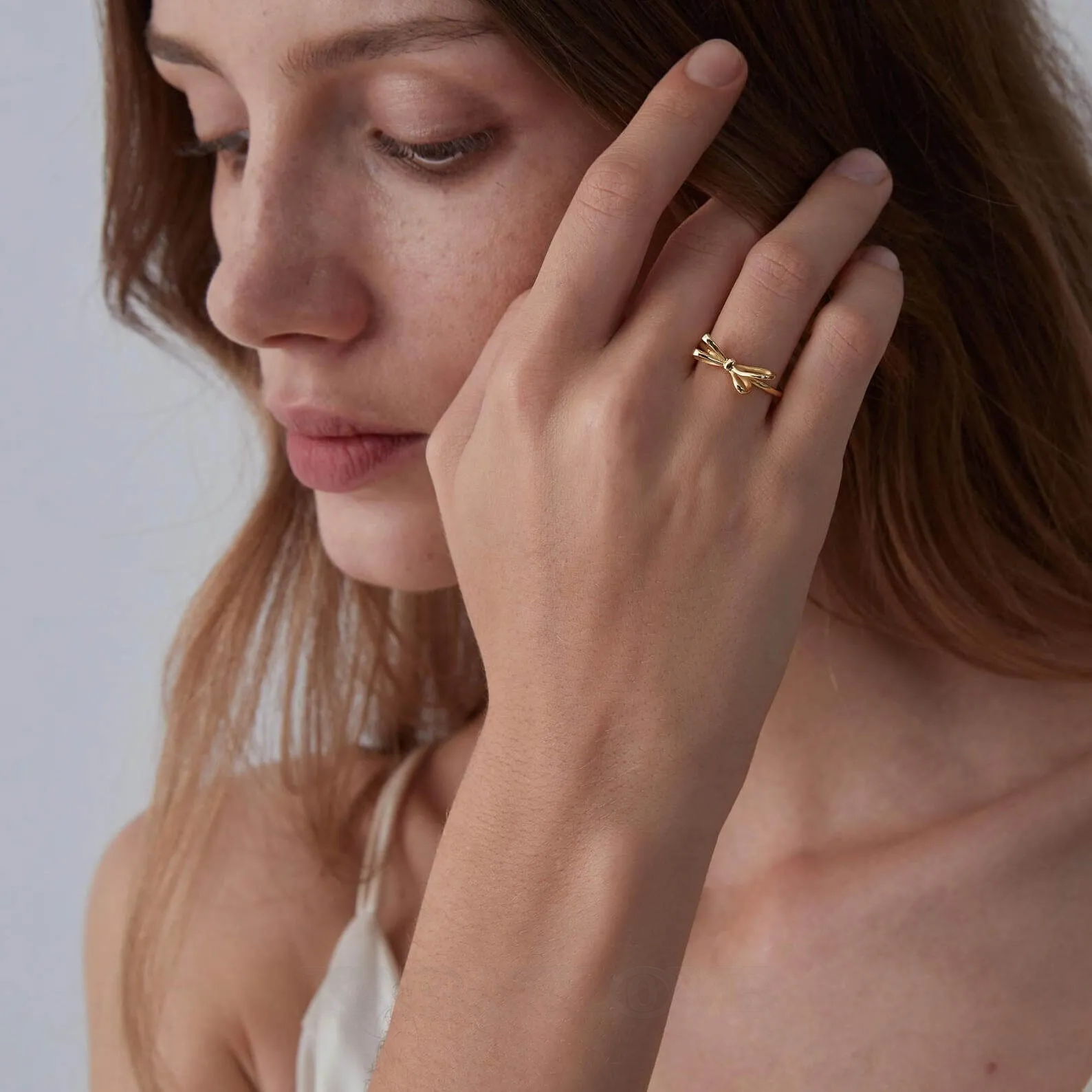 Bague de fiançailles en argent sterling avec nœud