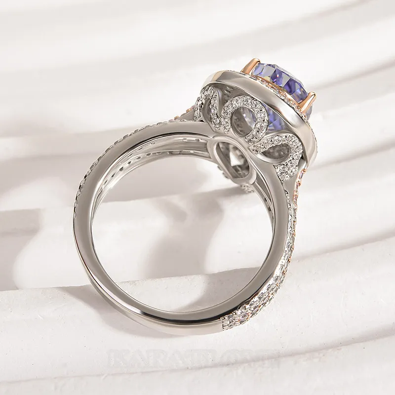 Bague de fiançailles double halo en argent sterling avec aigue-marine bleue taille poire