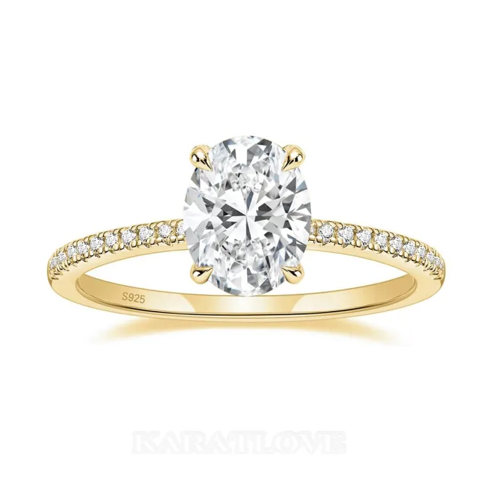 Bague de fiançailles classique en argent sterling blanc avec diamant ovale