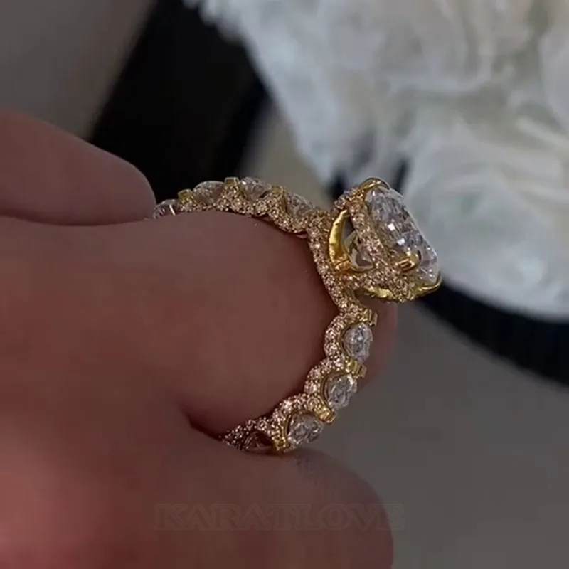 Bague de fiançailles à halo caché en argent sterling 925 et or jaune, sertie d'un diamant de taille ovale