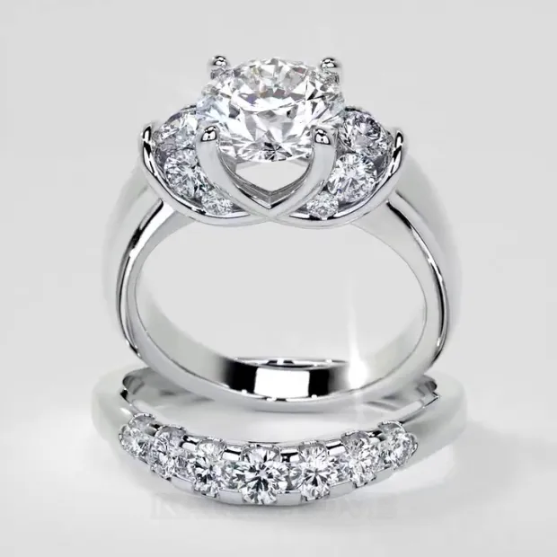 Bague art déco en argent 925 avec diamant blanc de taille ronde