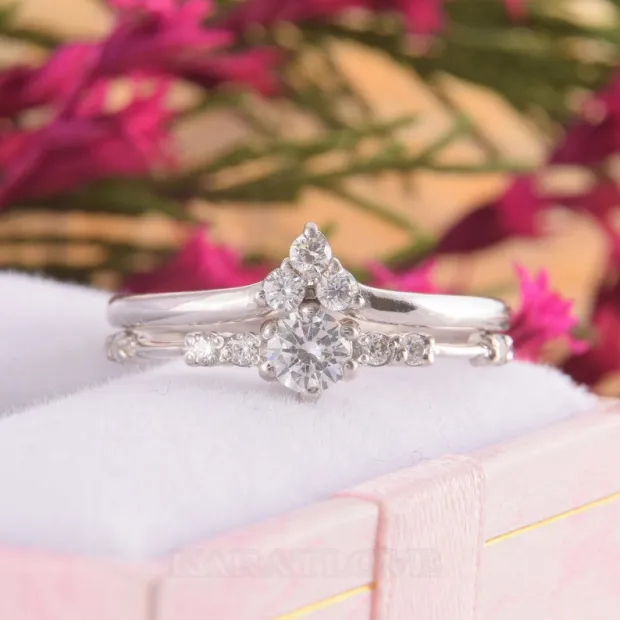 Bague en argent 925 classique en diamant blanc de taille ronde