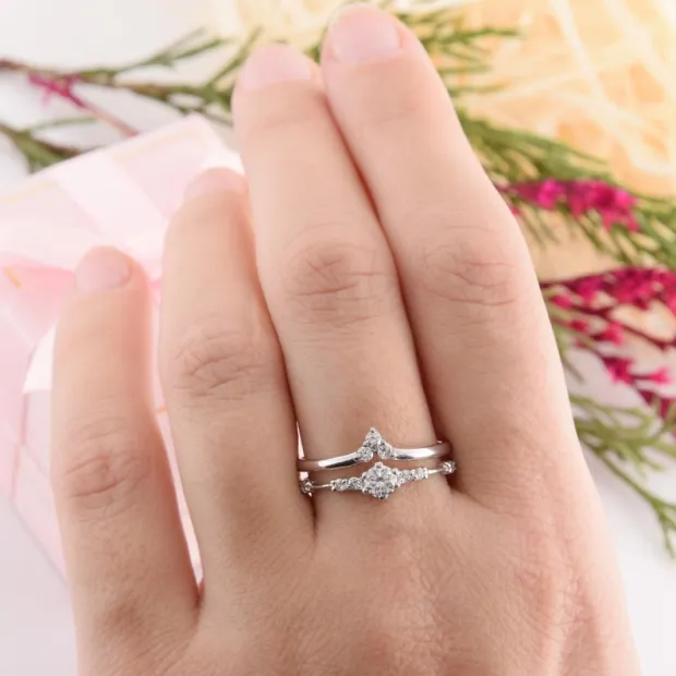 Bague en argent 925 classique en diamant blanc de taille ronde